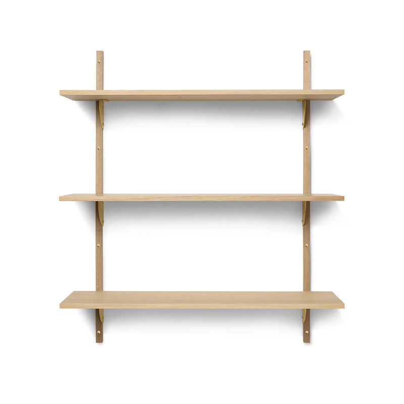 Ferm Living - Sector Wandregal single | 3 Regalböden / Eiche/Messing / 87 cm