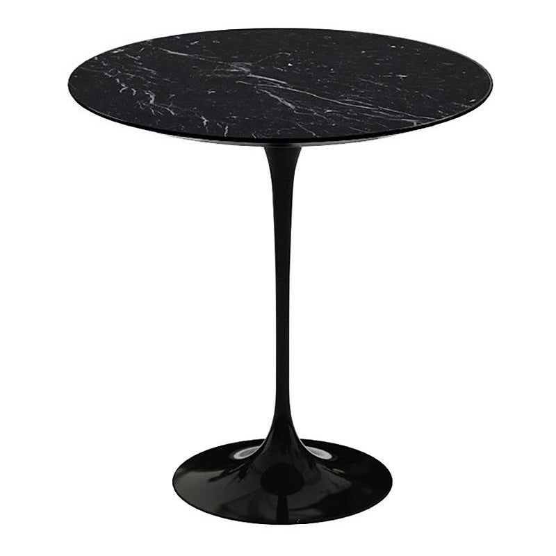 Knoll - Saarinen Tulip Beistelltisch | Nero Marquina Marmor - hochglänzend/schwarz / Ø 51 cm