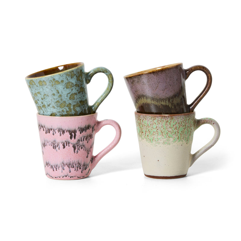 HKliving - 70's Espresso Tassen & Becher | 4er-Set / Espresso / brutalism