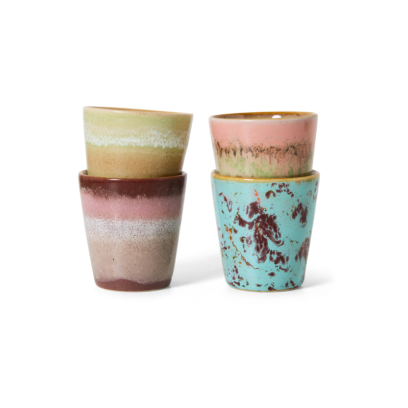 HKliving - 70's Espresso Tassen & Becher | 4er-Set / Ristretto / futurism