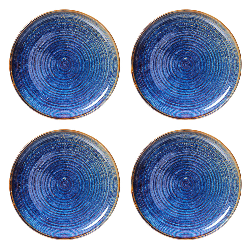 HKliving - Chef Ceramics Teller (4er-Set) | Ø 26 cm / rustic blau
