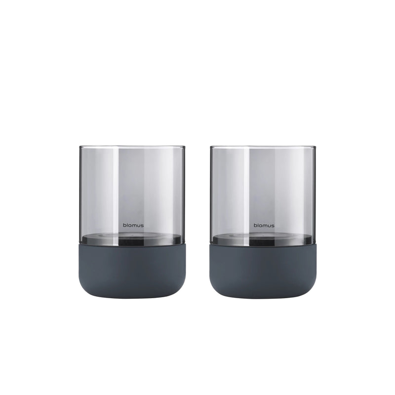Blomus - Calma Windlicht | 2er-Set / Ø 7 cm / rauch/stahlgrau