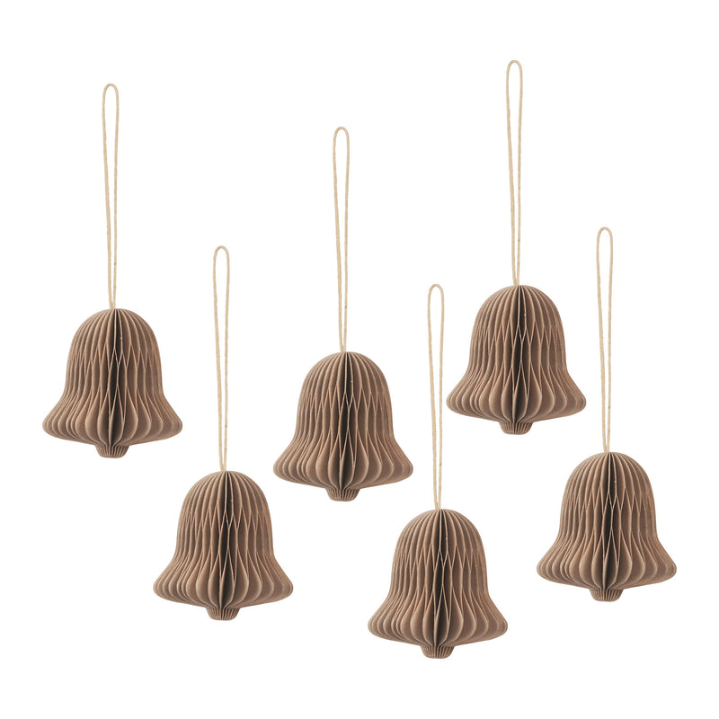 Broste Copenhagen - Chime Bell Deko-Anhänger | 6er-Set / natural brown