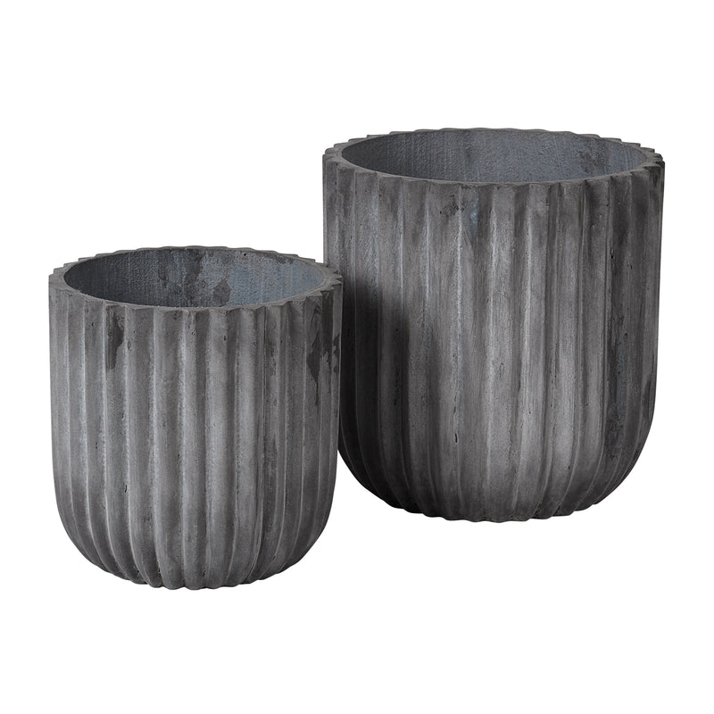 Broste Copenhagen - Fiber Pflanztopf | 2er-Set / charcoal