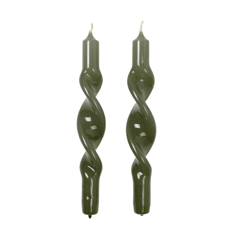 Broste Copenhagen - Twist Glossy Kerzen | grape leaf grün