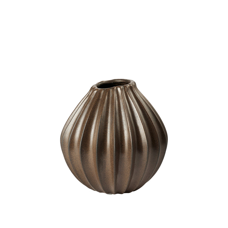 Broste Copenhagen - Wide Vase | Ø 25 x H 25 cm / antique brown