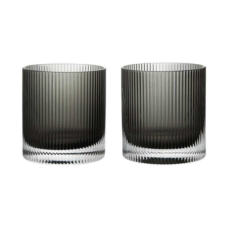 Ferm Living - Ripple Tumbler (2er-Set) | smoked grey