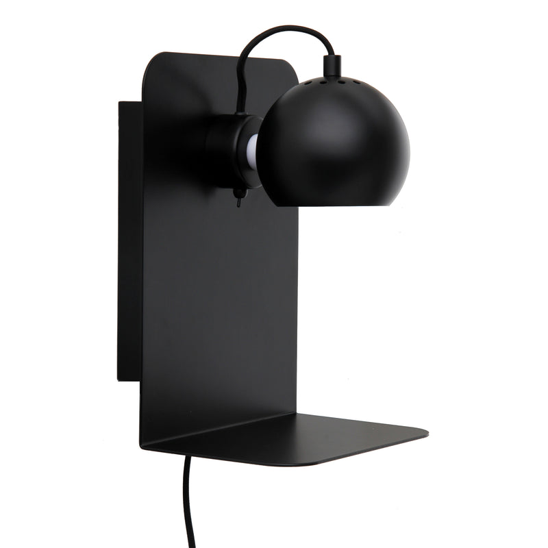 Frandsen - Ball Wandleuchte USB mit Ablage | schwarz matt
