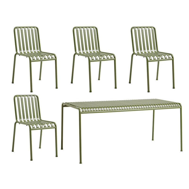 HAY - Palissade Tisch 170 x 90 cm + 4x Chair | olive