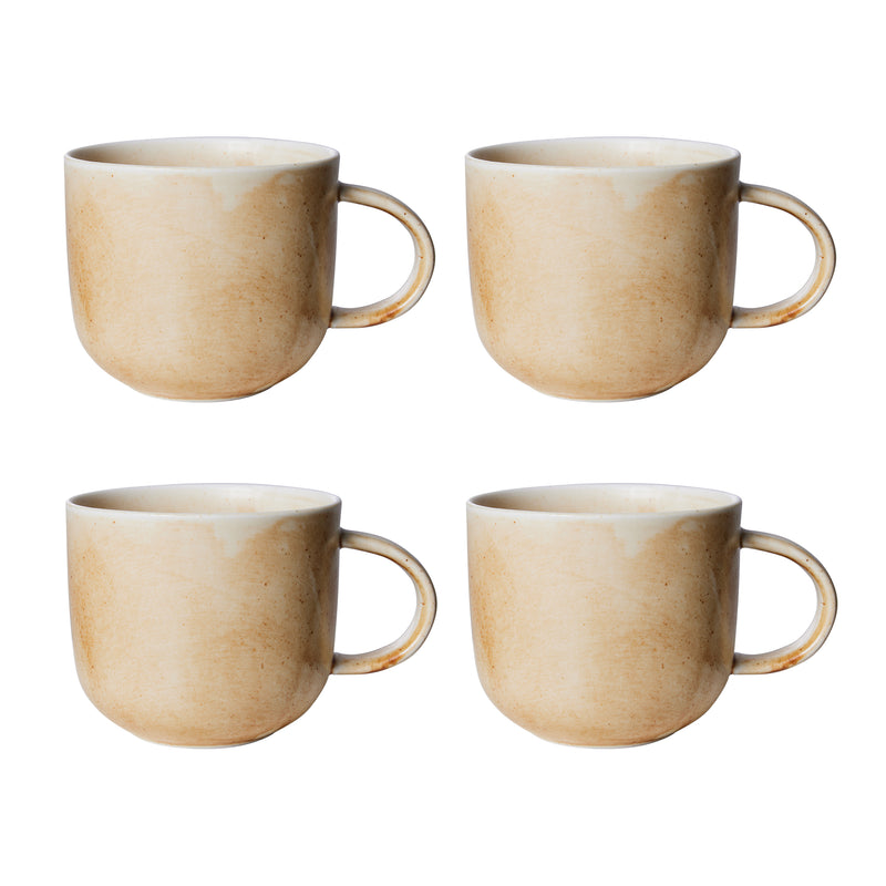 HKliving - Chef Ceramics Becher (4er-Set) | rustic cream/braun