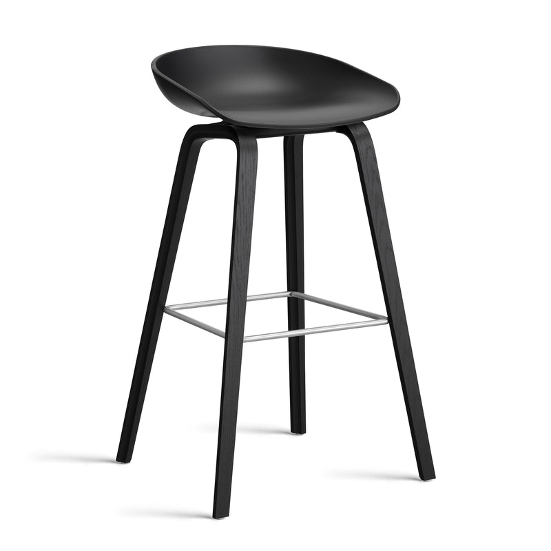 HAY - About A Stool AAS 32 | H 75 cm / black 2.0 / Eiche schwarz lackiert / Edelstahl