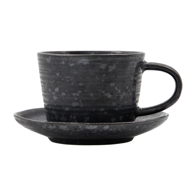House Doctor - Pion Tasse mit Untersetzer | schwarz/braun