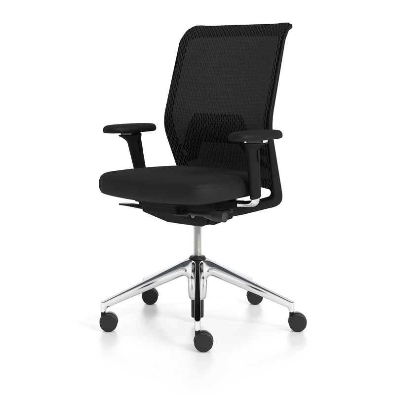 Vitra - ID-Stuhl Mesh | mit Sitztiefenverstellung / schwarz / Aluminium poliert