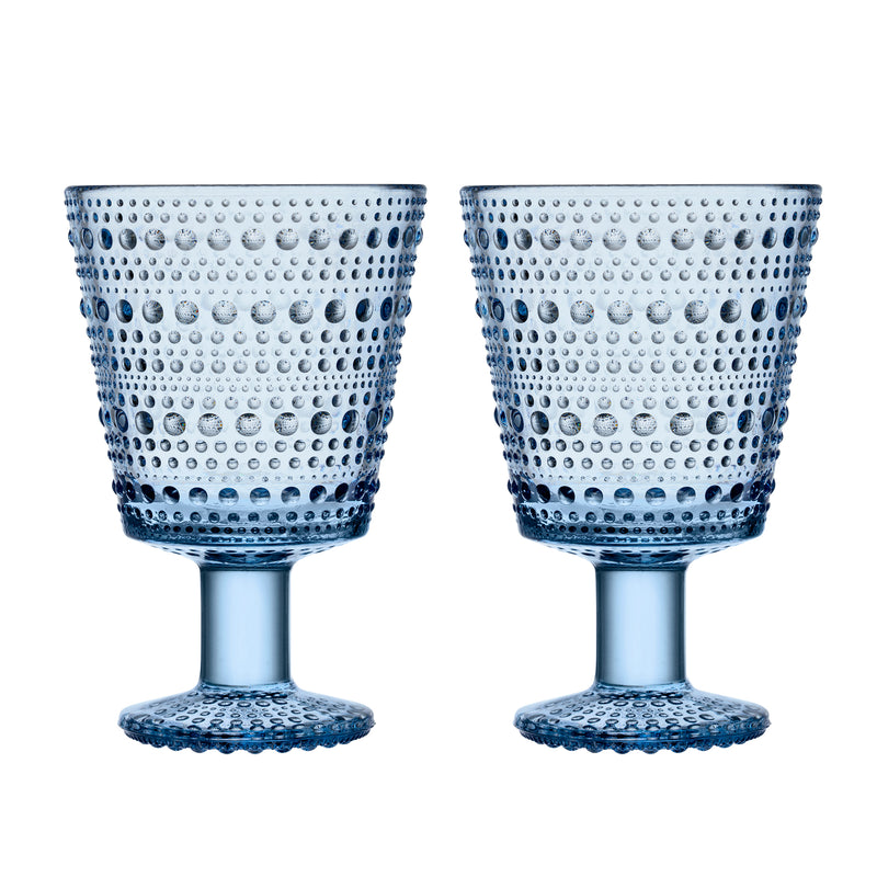 Iittala - Kastehelmi Trinkglas mit Fuß | aqua
