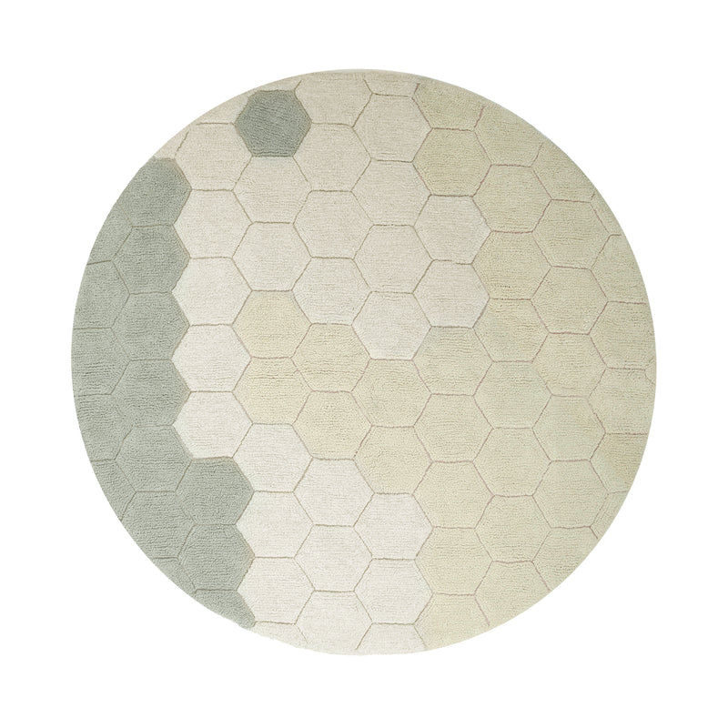 Lorena Canals - Honeycomb waschbarer Teppich | blue sage/ivory/hellblau