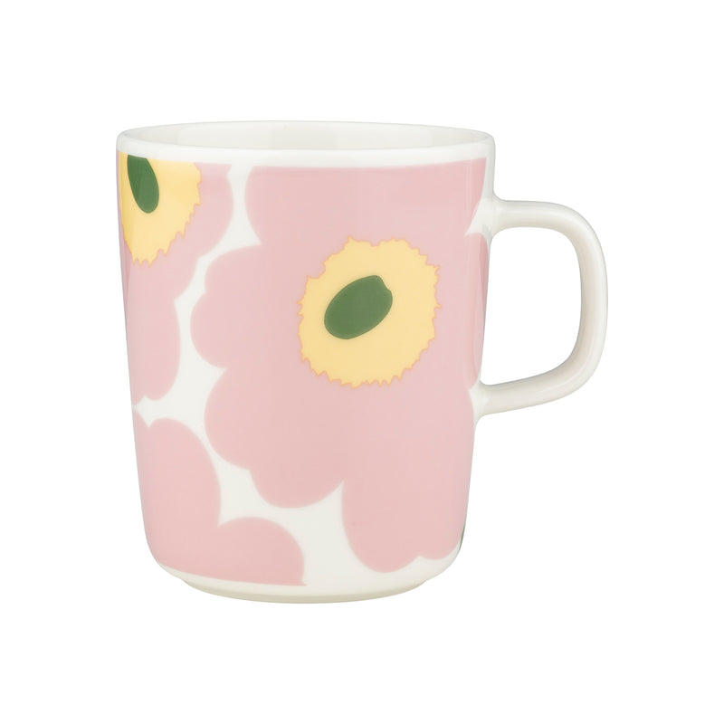 Marimekko - Oiva Unikko Becher mit Henkel | 250 ml / weiß/pink/hellgelb