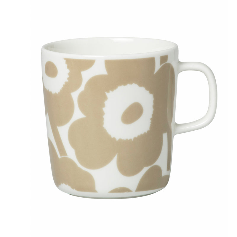 Marimekko - Oiva Unikko Becher mit Henkel | 400 ml / weiß/beige