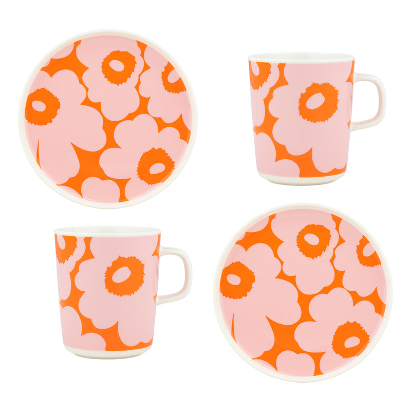 Marimekko - Oiva Unikko Geschirr-Set | weiß/pink/orange