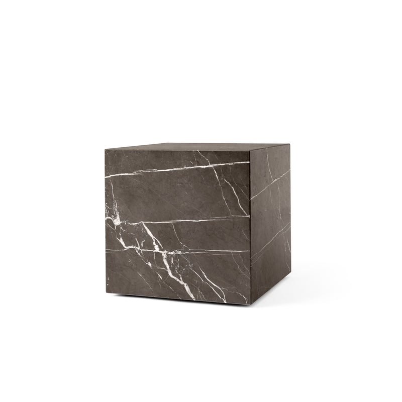 Audo - Plinth Beistelltisch | cubic / braun-grauer Marmor