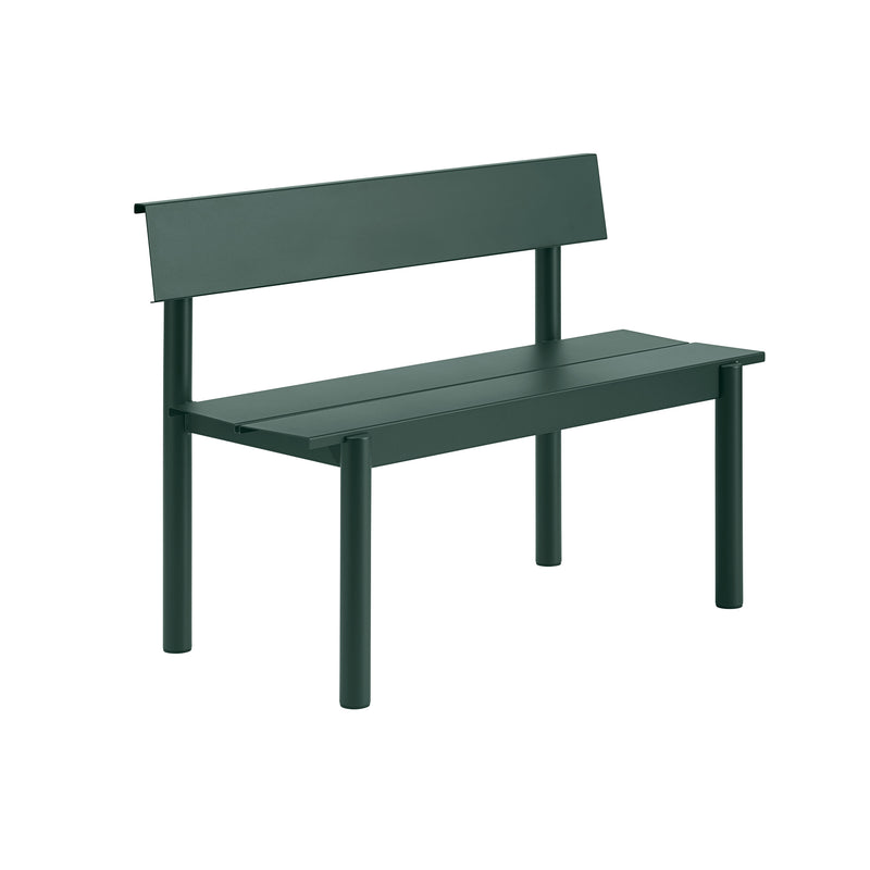 Muuto - Linear Steel Bank mit Rückenlehne | 110 cm / dark green