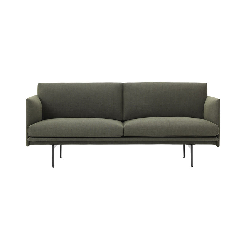 Muuto - Outline Sofa 2-Sitzer | Fiord grün (961) / verkehrsschwarz