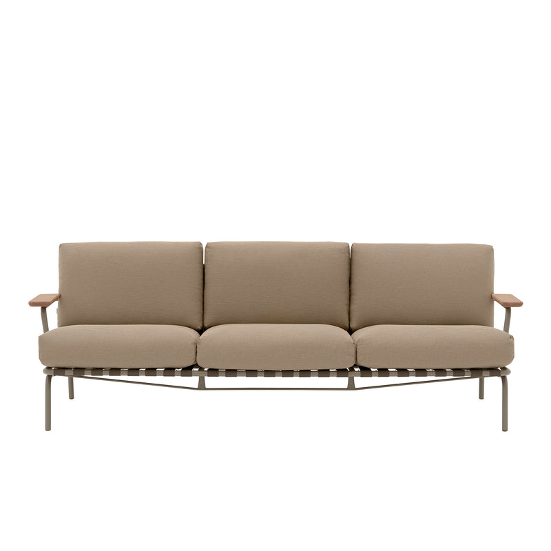 Muuto - Settle Outdoor 3-Sitzer Sofa | braun/taupe (Stoff Ribbed Weave 5)