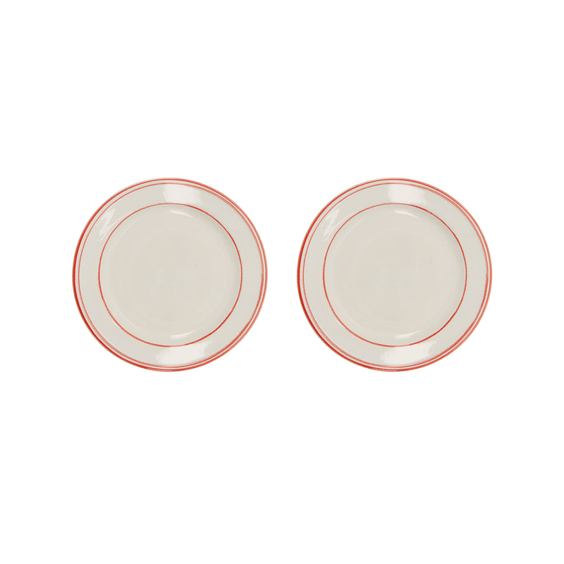 Nicolas Vahé - Bistro Teller | 2er-Set / Ø 21 cm / rot/weiß
