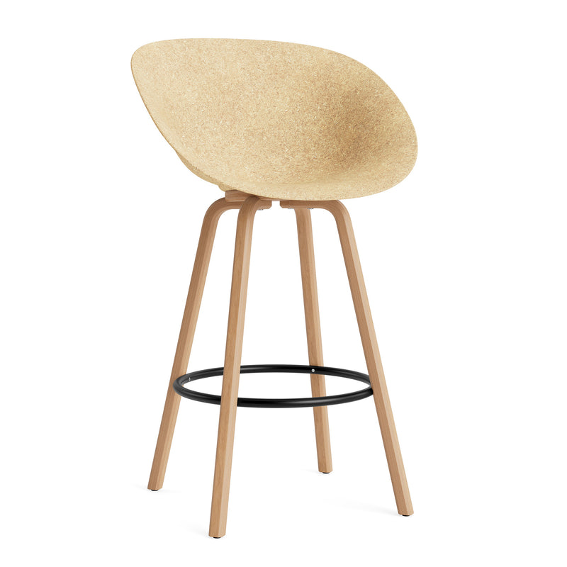 Normann Copenhagen - Mat Barstuhl mit Armlehnen | Fußstütze schwarz / H 75 cm / hemp
