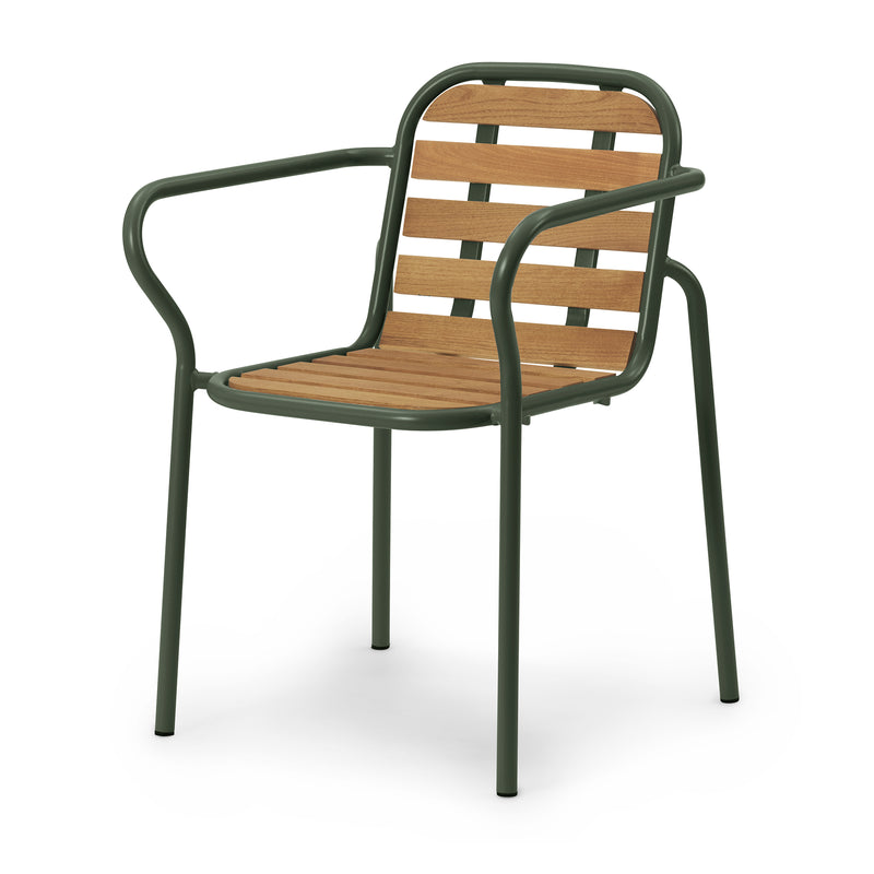Normann Copenhagen - Vig Outdoor Armlehnstuhl | Robinie natur / dunkelgrün