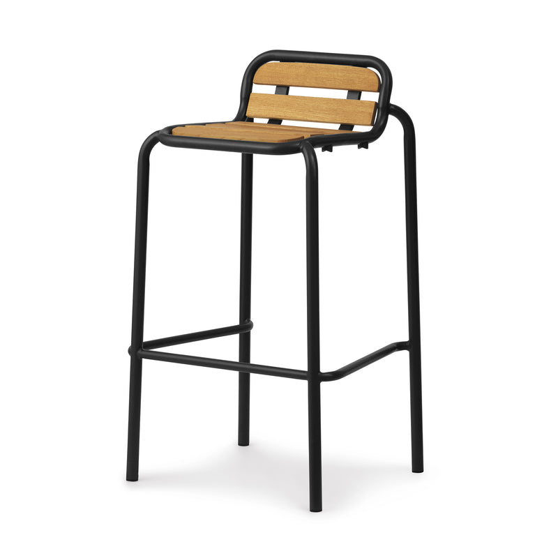 Normann Copenhagen - Vig Outdoor Barstuhl | Robinie natur / H 75 cm / schwarz