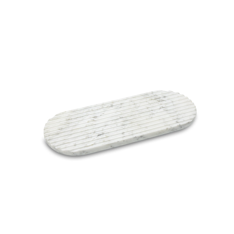 Northern - Podium Servierbrett | L 40 cm / Marmor mixed white