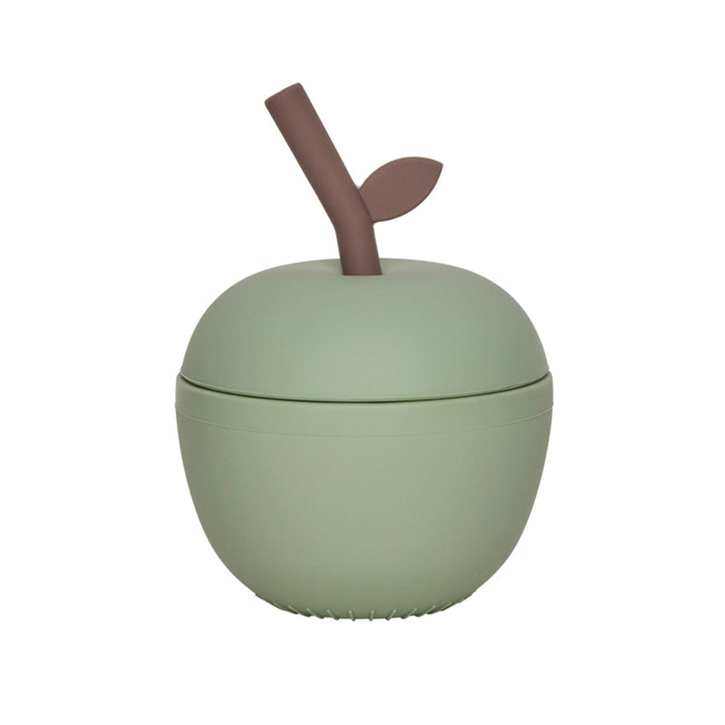 OYOY Mini - Apfel Becher mit Strohhalm | grün