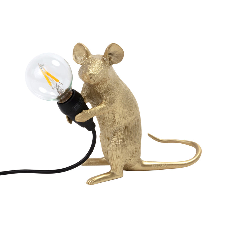 Seletti - Mouse Sitting Tischleuchte | gold