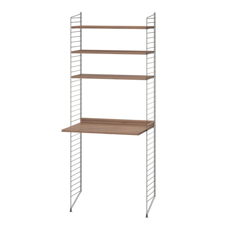 String - Arbeitsplatzkombination | 78 x 200 x 30 cm / Walnuss/dunkelgrau