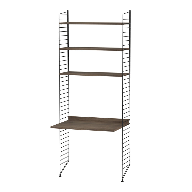 String - Arbeitsplatzkombination | 78 x 200 x 30 cm / Walnuss/schwarz