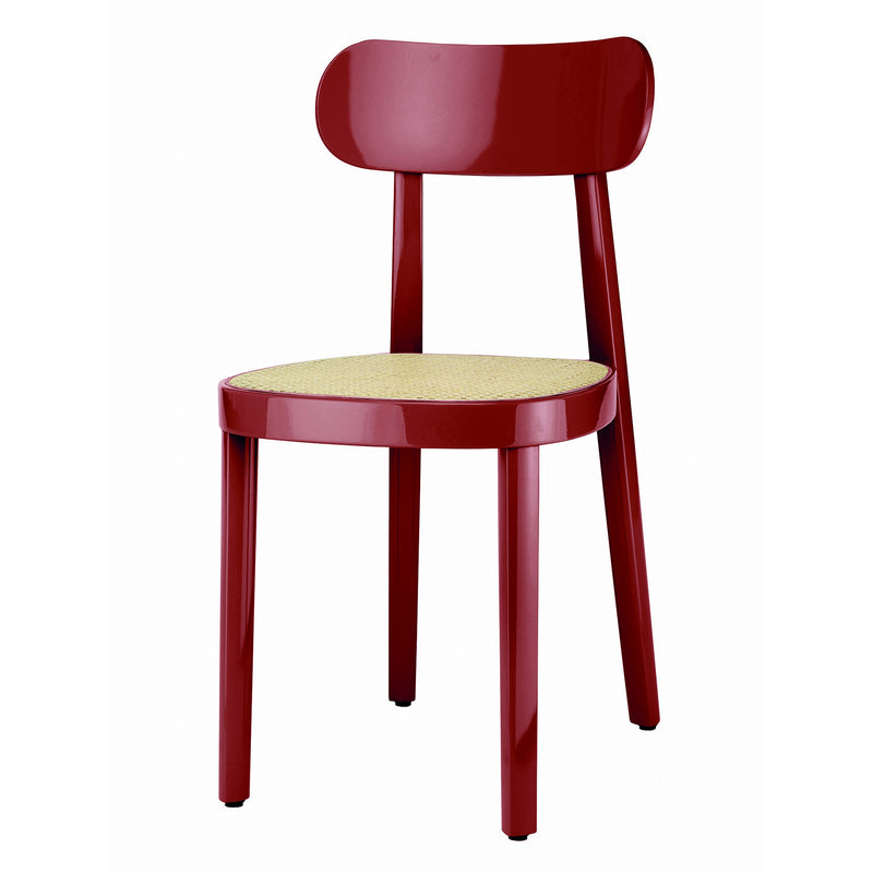 Thonet - 118 Stuhl | Buche dunkelrot hochglanz lackiert / Single / Rohrgeflecht