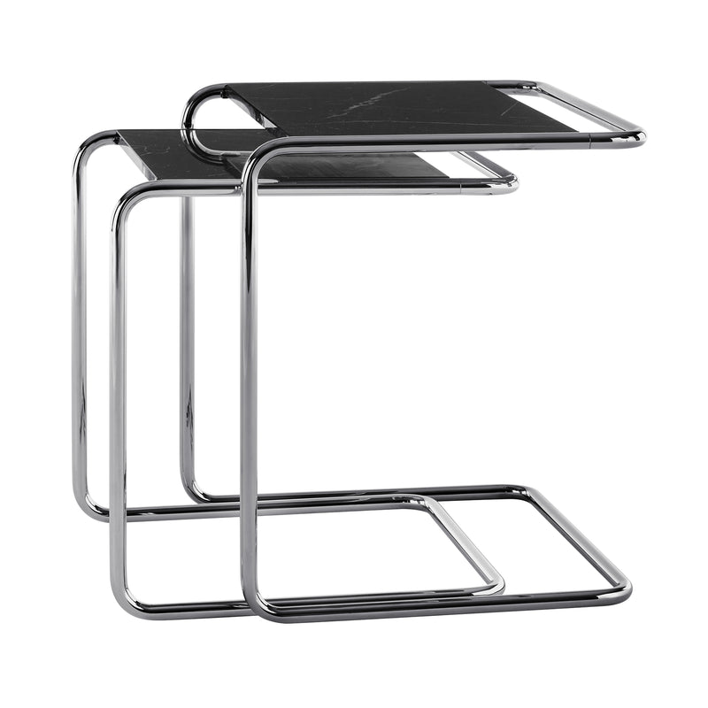 Thonet - JS. THONET by Jil Sander B 97 Beistelltisch | Marmor Nero Marquina / Glossy Titan