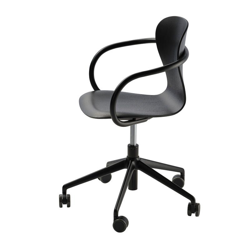 Thonet - S 220 FDRW Drehstuhl mit Rollen | Eiche schwarz / tiefschwarz