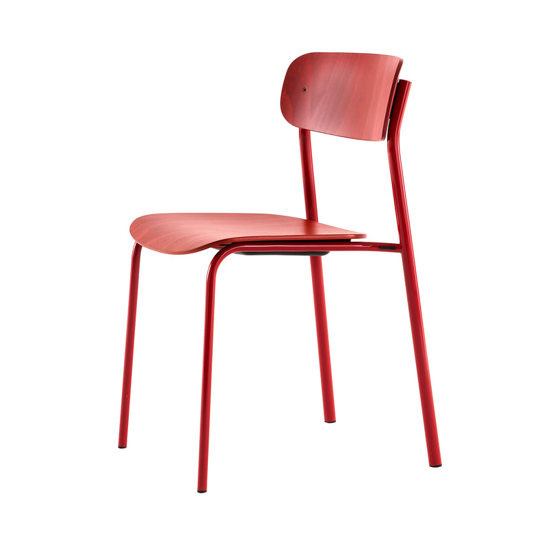 Thonet - S 243 Stuhl | Buche rostrot gebeizt / tomatenrot