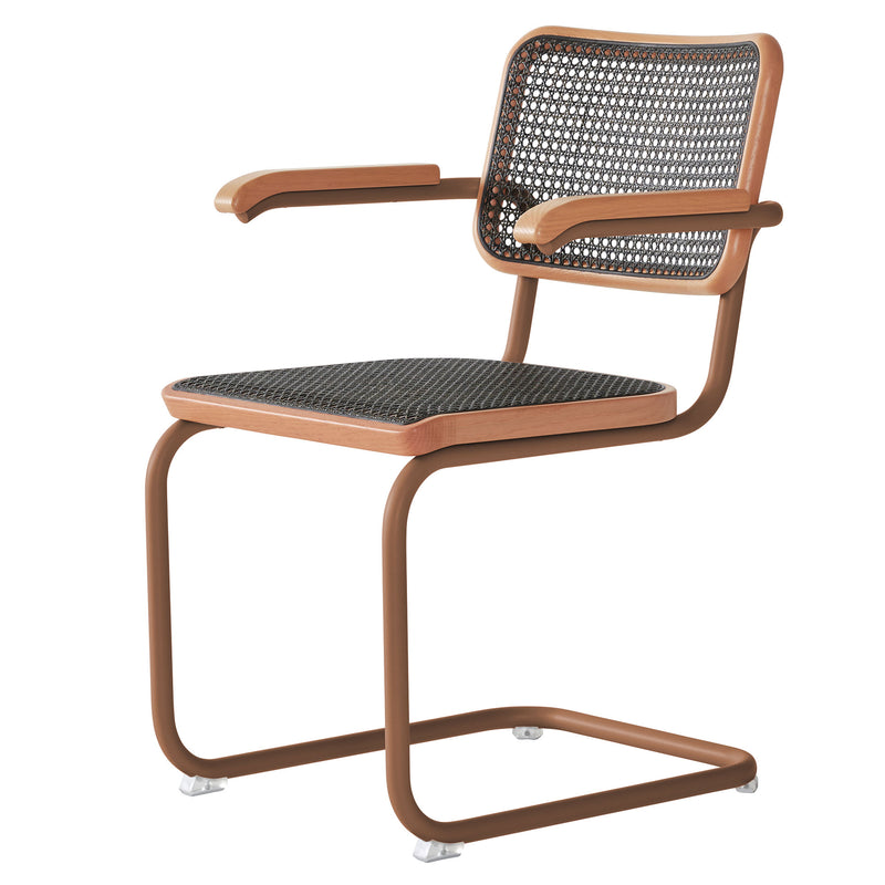Thonet - S 64 V Freischwinger | Geflecht dark / Eiche gebeizt / rosenholz