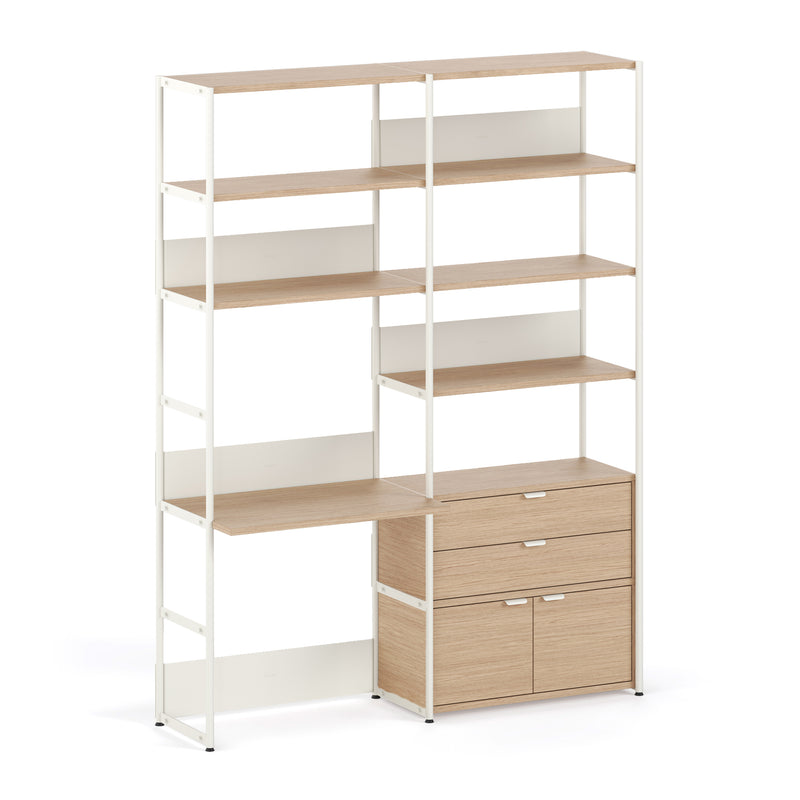 TipToe - Unit Schreibtischsystem | inkl. Tür und Schublade / H 215 x 164 cm / creme weiß