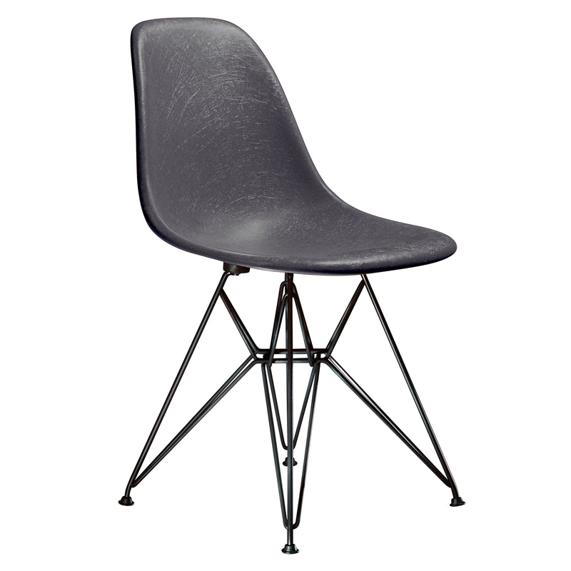 Vitra - Eames Fiberglass Side Chair DSR | Elephant Hide Grey / basic dark pulverbeschichtet