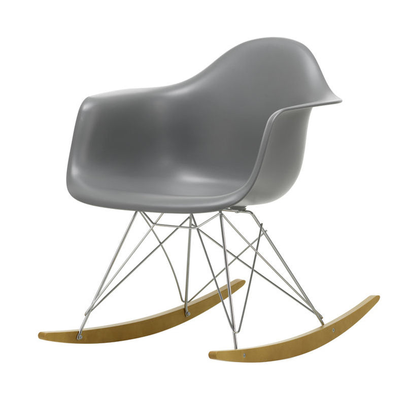 Vitra - Eames Plastic Armchair RAR | Kufen Ahorn gelblich / granitgrau RE / verchromt