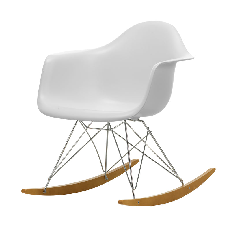 Vitra - Eames Plastic Armchair RAR | Kufen Ahorn gelblich / cotton white RE / verchromt