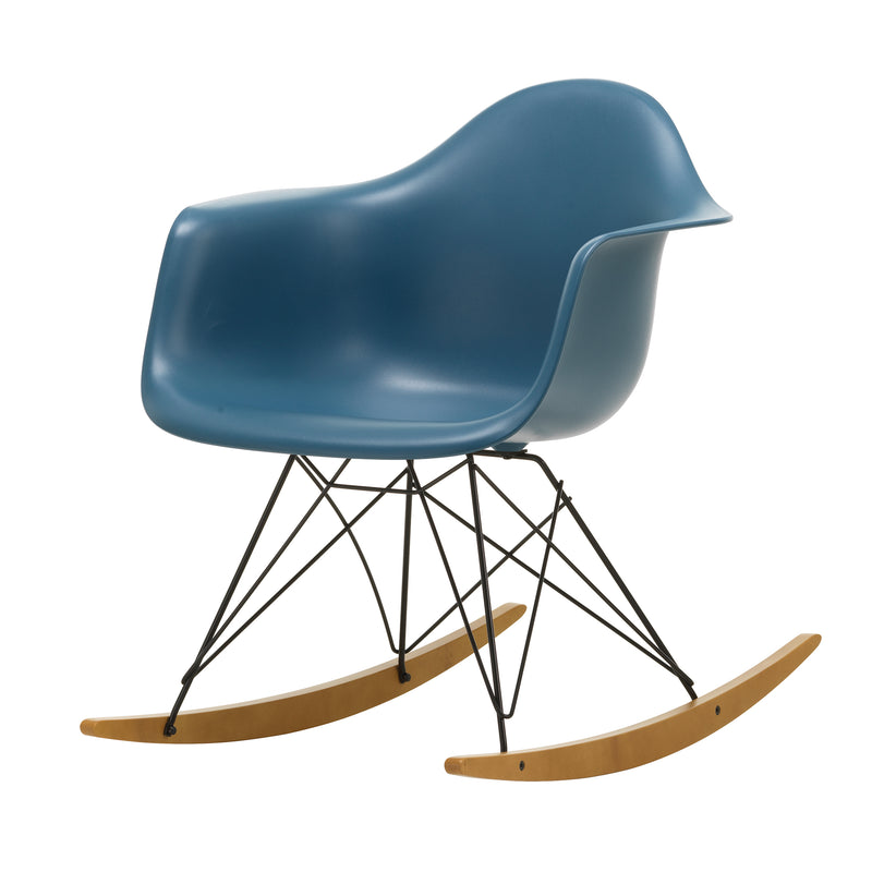 Vitra - Eames Plastic Armchair RAR | Kufen Ahorn gelblich / meerblau RE / basic dark