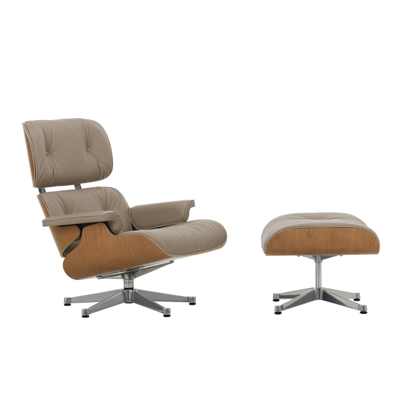 Vitra - Lounge Chair & Ottoman | Leder Natural F 78 dark sand / Kirsche natur / poliert