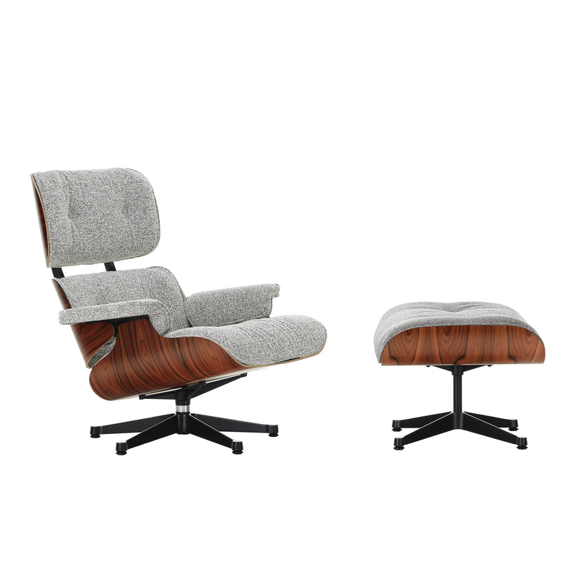 Vitra - Lounge Chair & Ottoman | Nubia 10 salt 'n pepper / Santos Palisander / poliert / Seiten schwarz