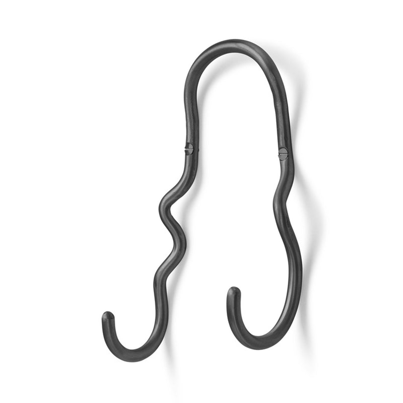 Ferm Living - Curvature Wandhaken | doppelt / Messing schwarz