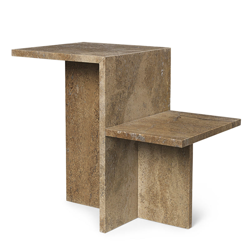 Ferm Living - Distinct Beistelltisch | Travertin-Stein, dunkelbraun