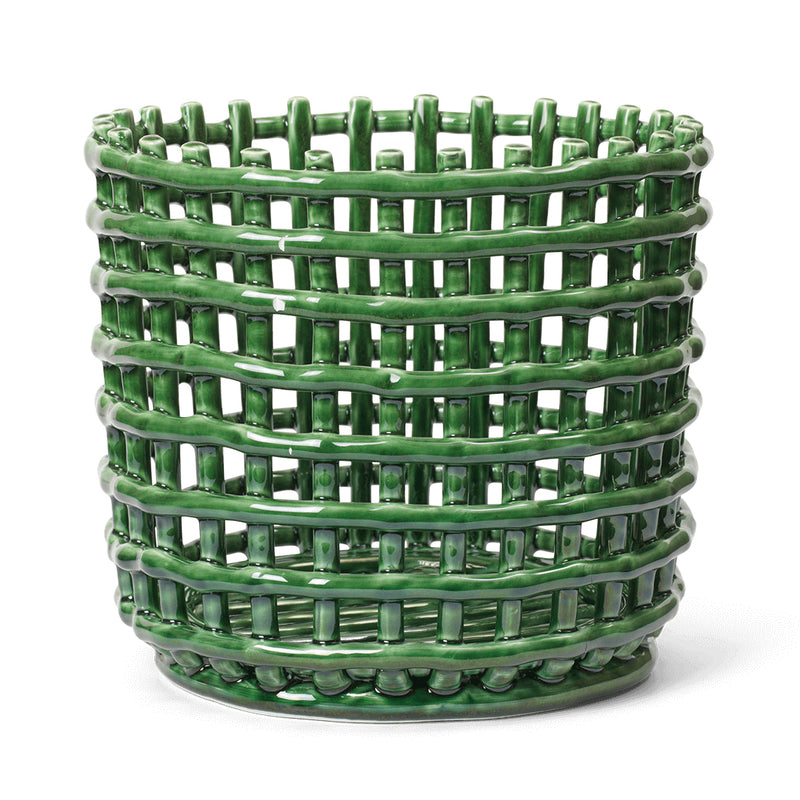 Ferm Living - Keramik Korb | groß / emerald green